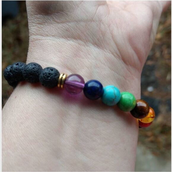7 Chakra and Lava Bead Bracelet - Picture 2 of 3